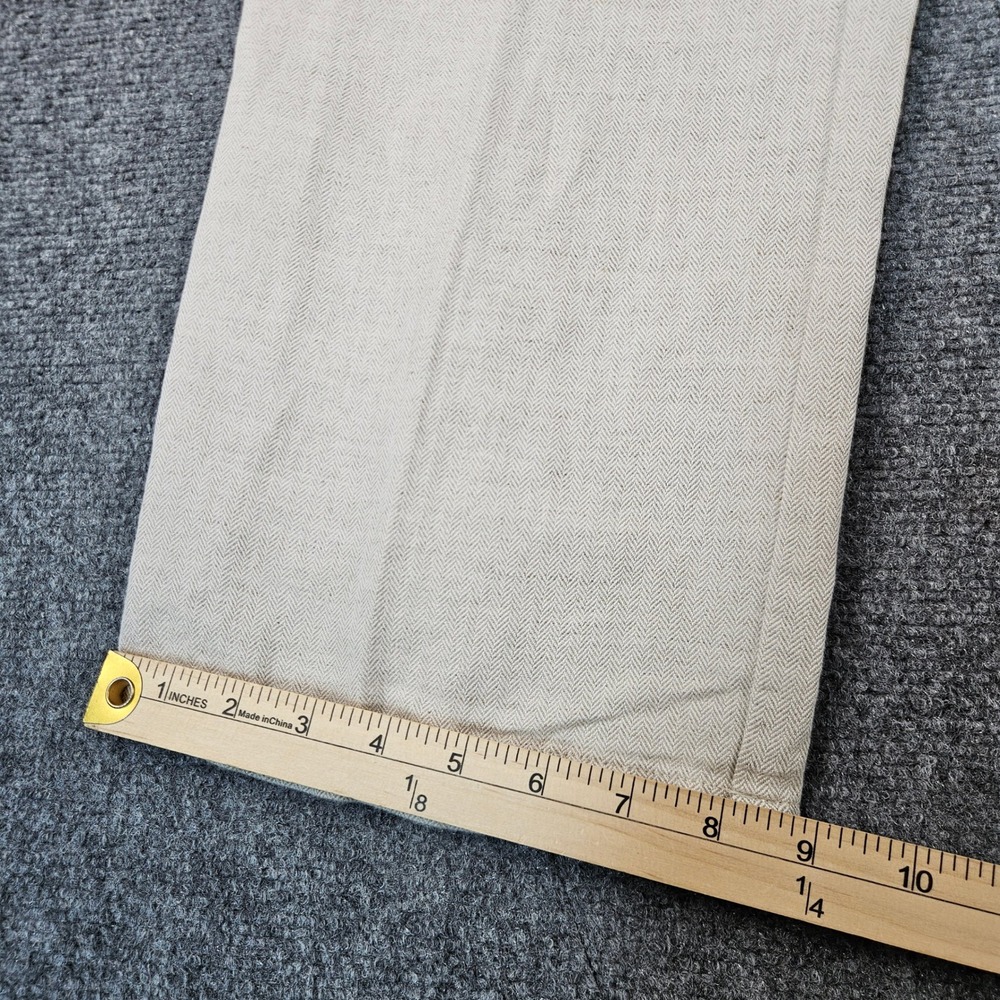 Caribbean Mens Tan Herringbone Linen Cotton Pleated Dress Pants 36x32 - Picture 8 of 10